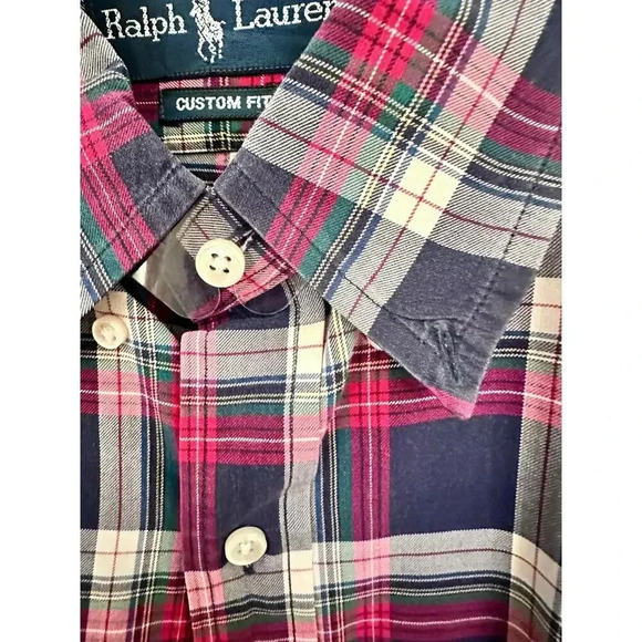 Ralph Lauren Long Sleeve Button-Down Plaid Custom Fit Shirt Size XXL - Picture 4 of 6